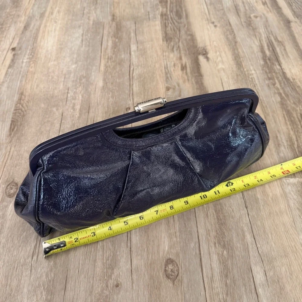 Elliott Lucca Black Patent Leather Frame Clutch